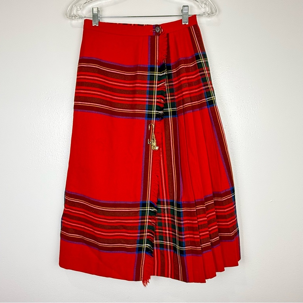 Red Plaid Women's Pleated Skirt